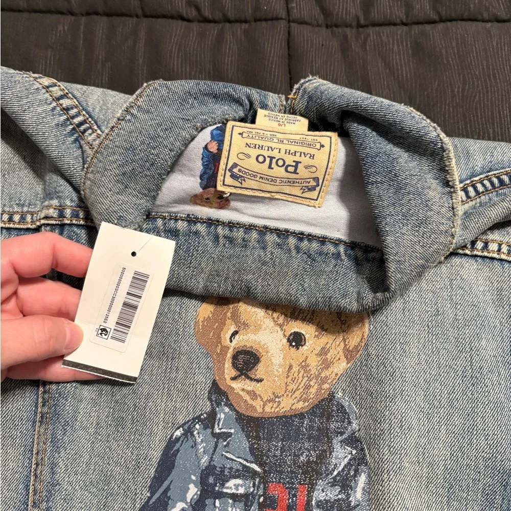 Ralph Lauren Blue Denim Jacket with Bear Print - Picture 10 of 12